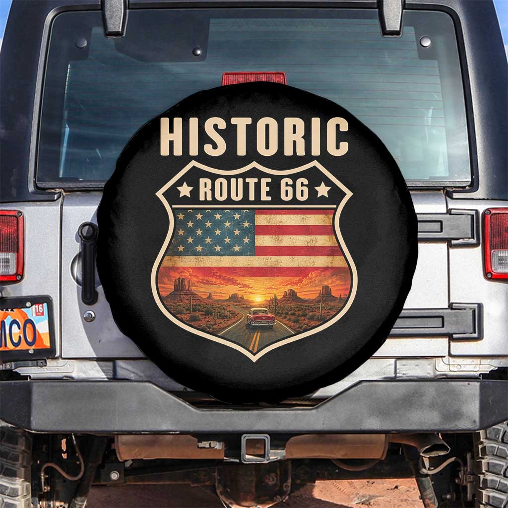 Historic Highway 66 Spare Tire Cover Vintage American Road Sign Americana Road Trip