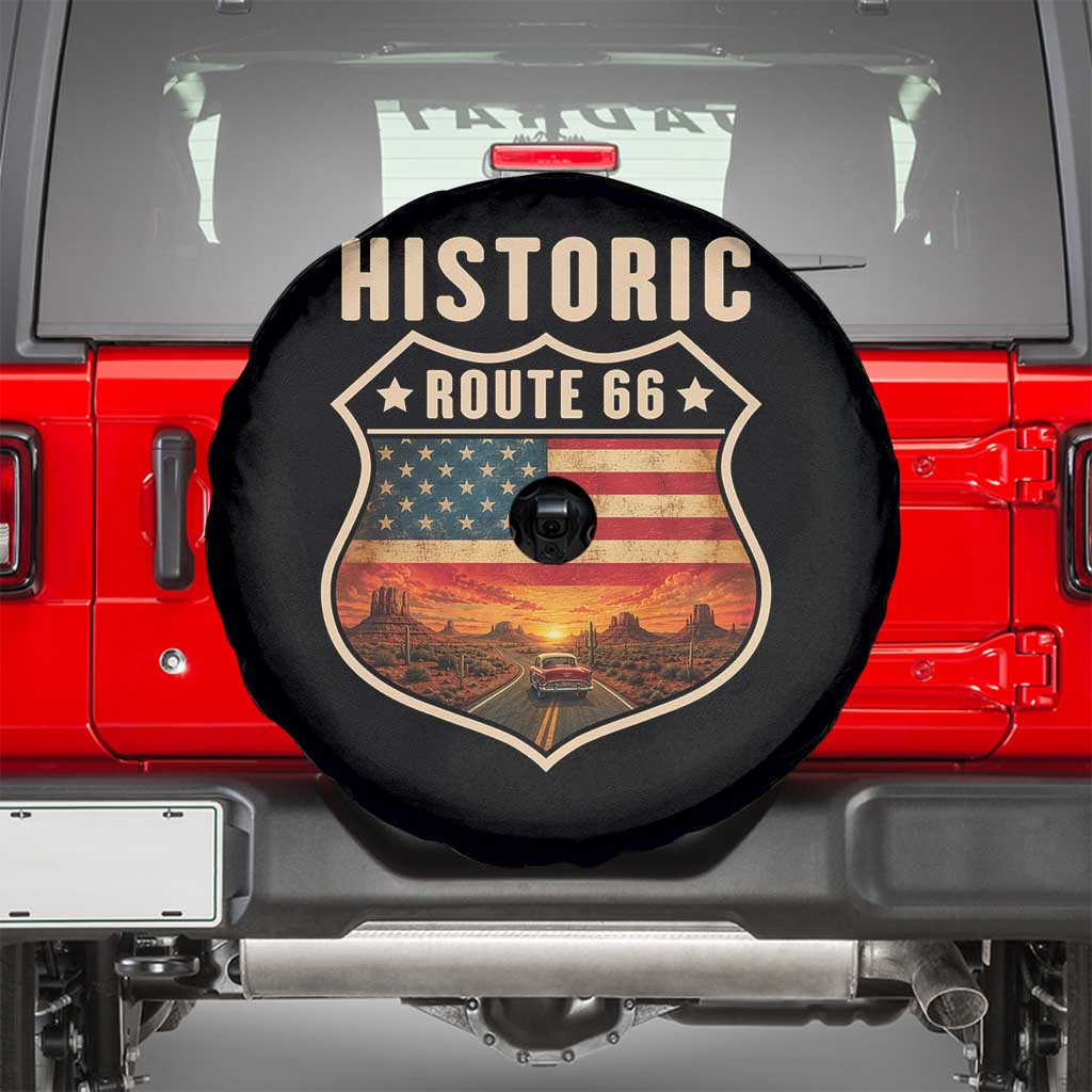 Historic Highway 66 Spare Tire Cover Vintage American Road Sign Americana Road Trip