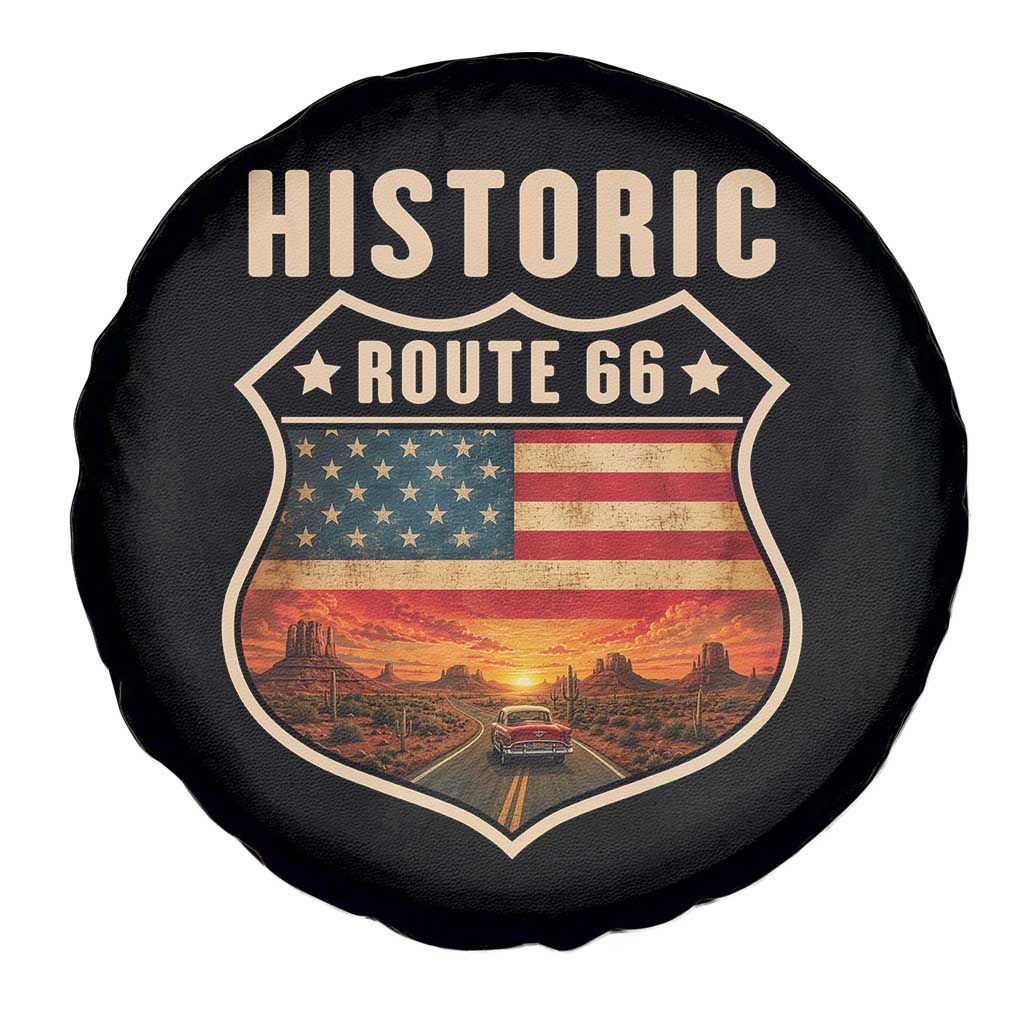 Historic Highway 66 Spare Tire Cover Vintage American Road Sign Americana Road Trip