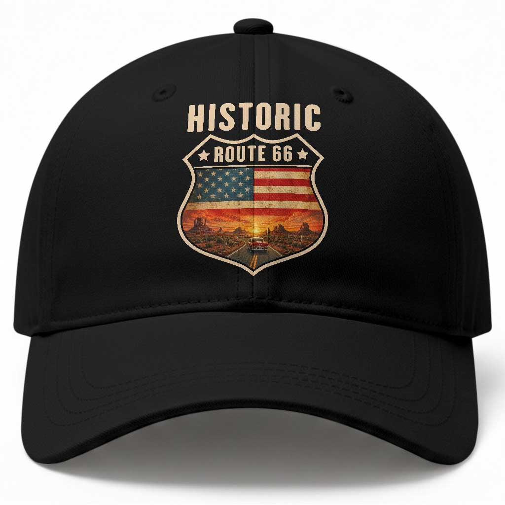 Historic Highway 66 Baseball Cap Vintage American Road Sign Americana Road Trip