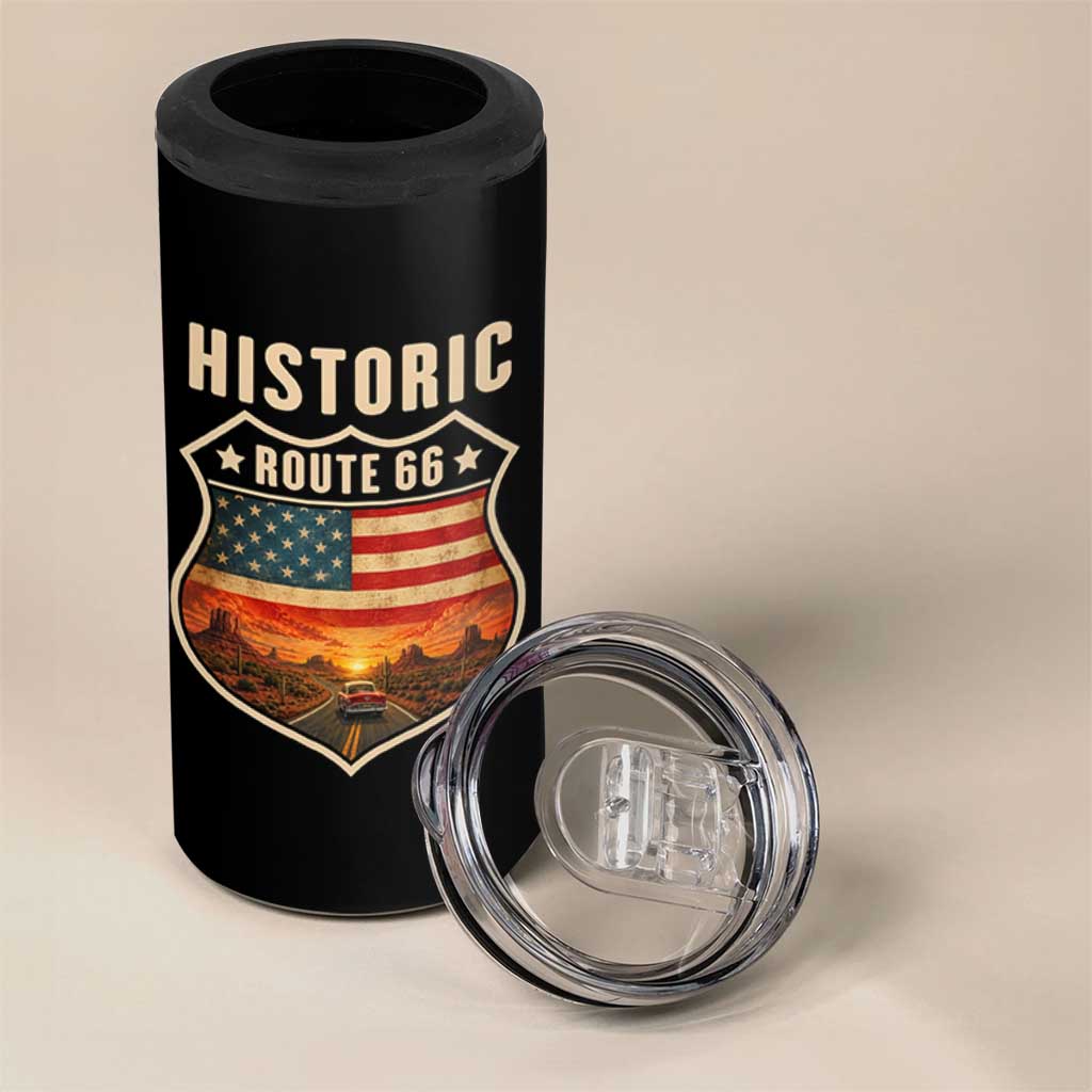 Historic Highway 66 4 in 1 Can Cooler Tumbler Vintage American Road Sign Americana Road Trip