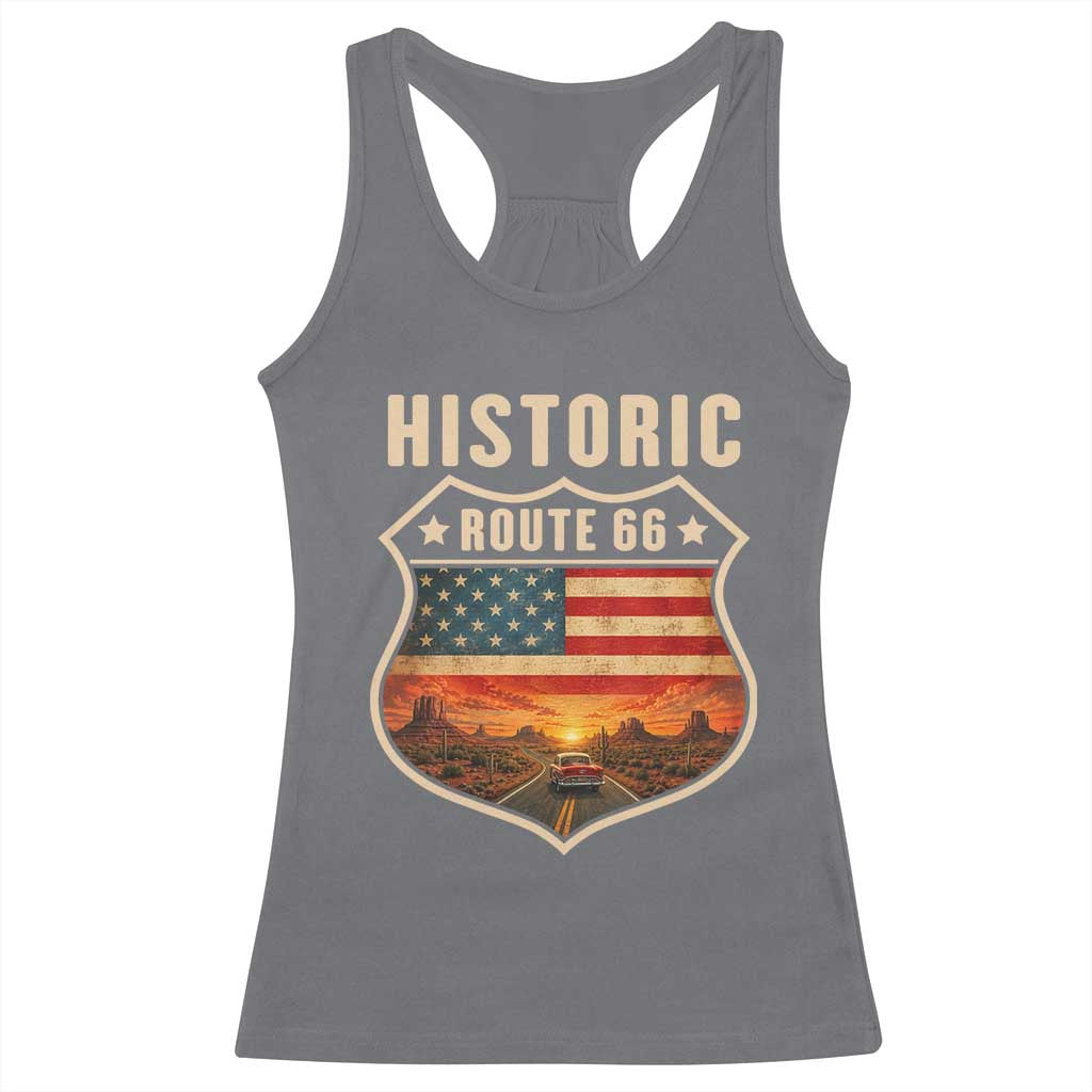Historic Highway 66 Racerback Tank Top Vintage American Road Sign Americana Road Trip