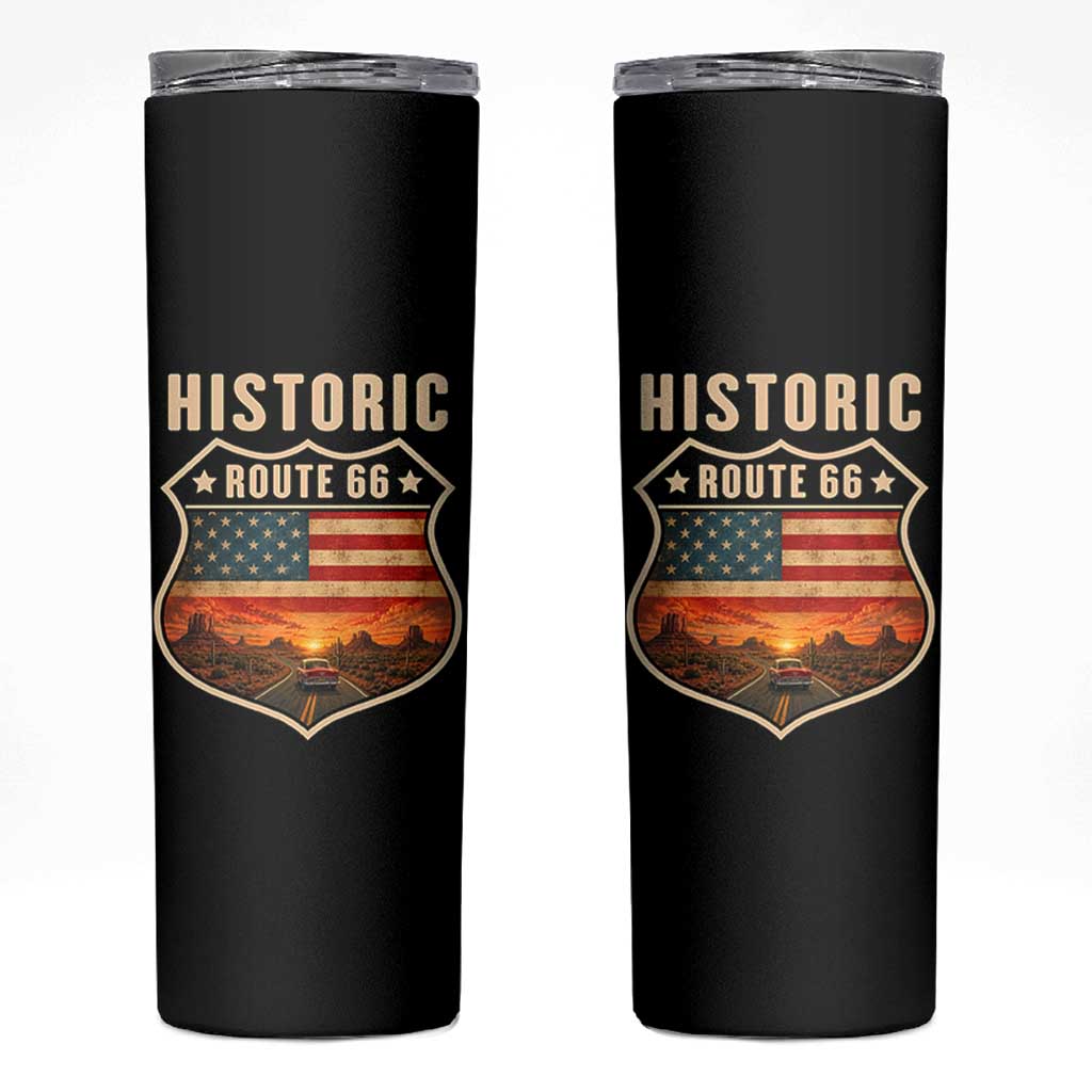 Historic Highway 66 Skinny Tumbler Vintage American Road Sign Americana Road Trip