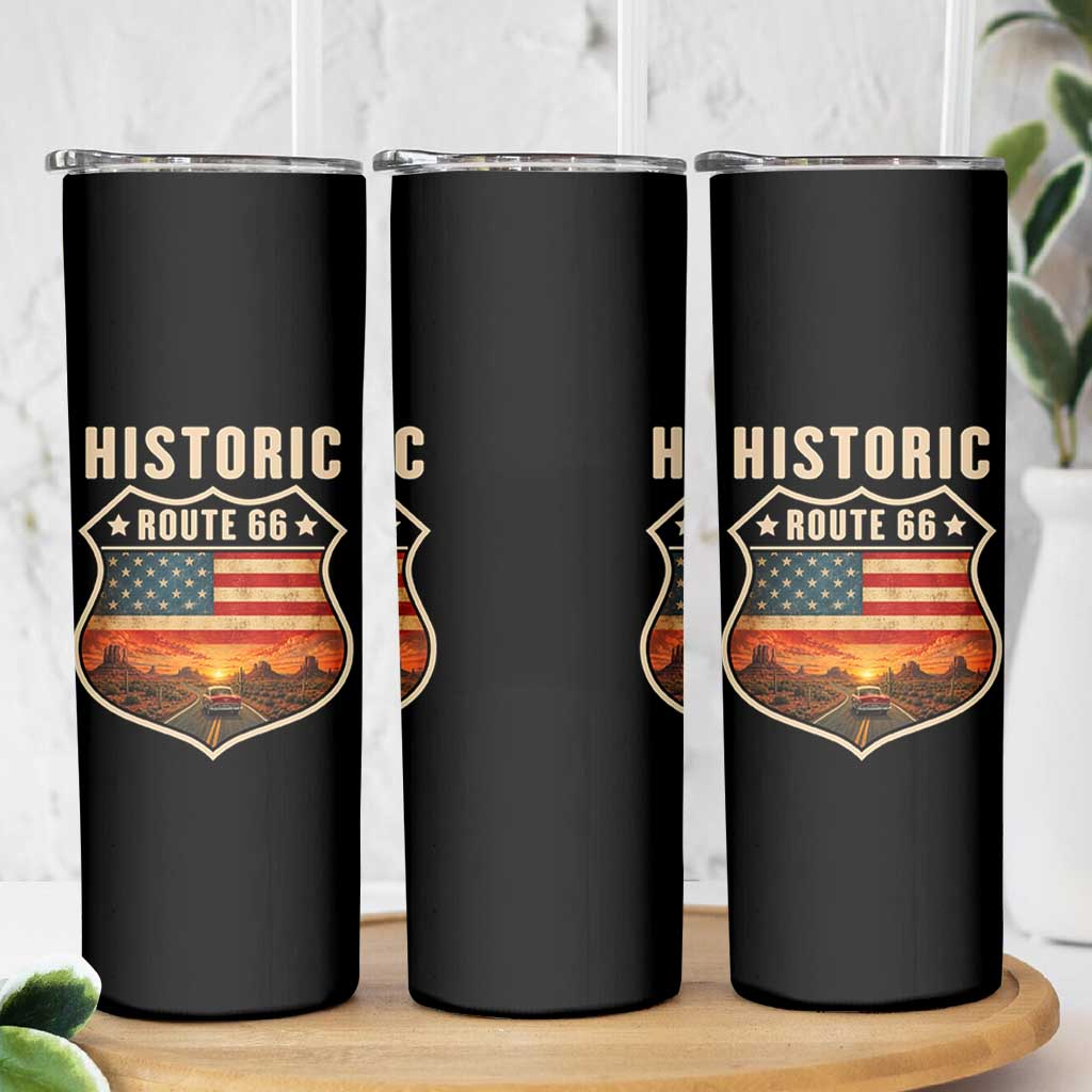 Historic Highway 66 Skinny Tumbler Vintage American Road Sign Americana Road Trip