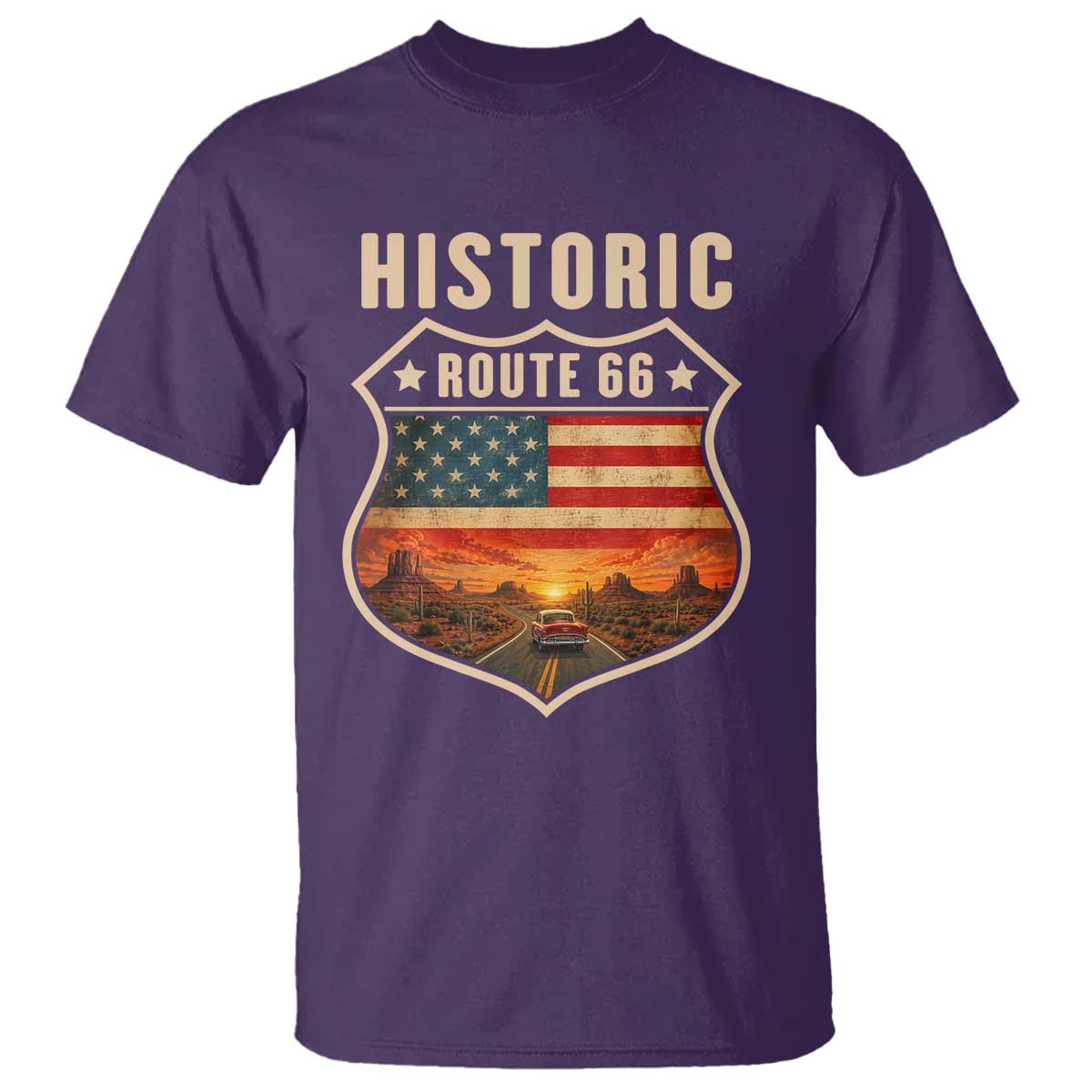 Historic Highway 66 T Shirt Vintage American Road Sign Americana Road Trip