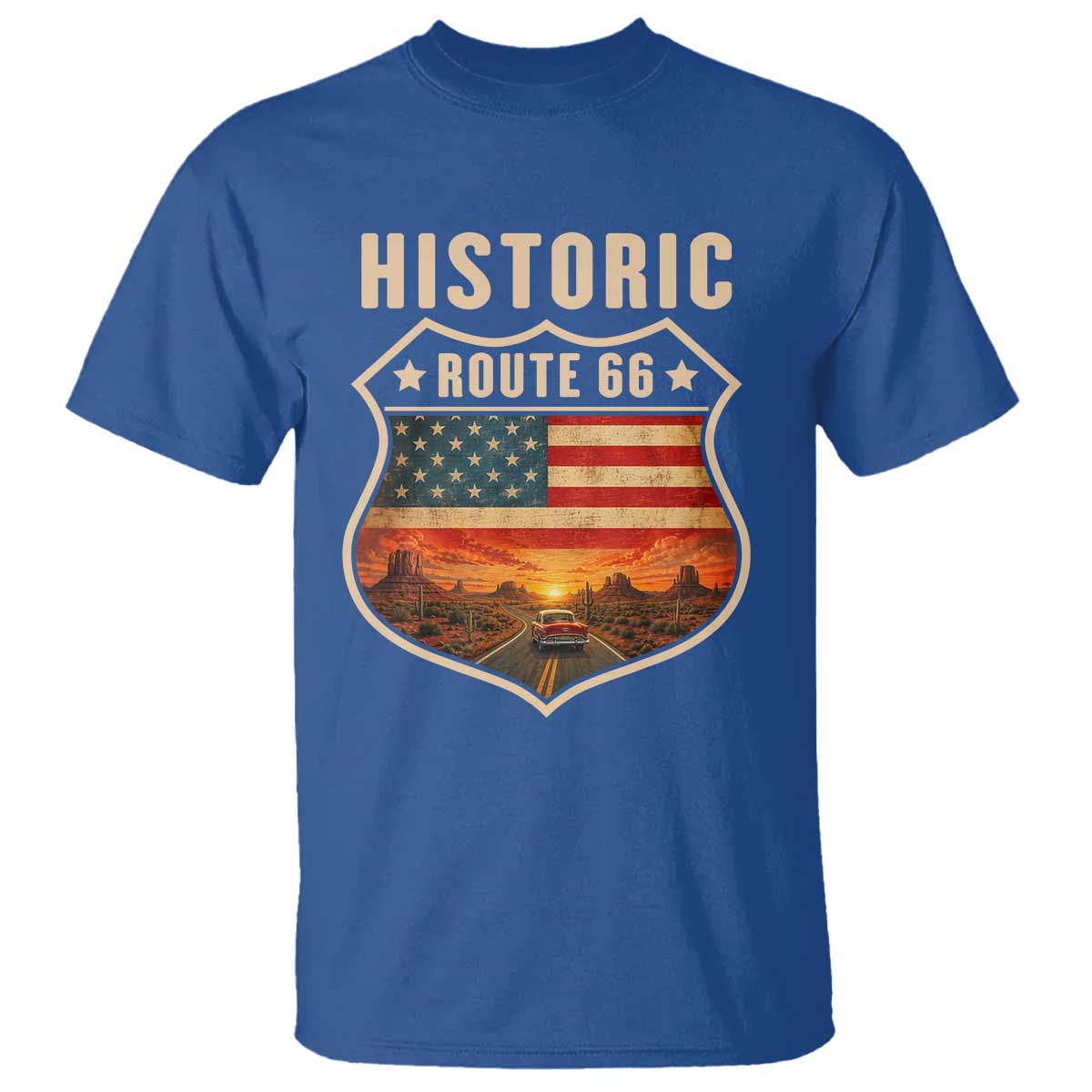 Historic Highway 66 T Shirt Vintage American Road Sign Americana Road Trip