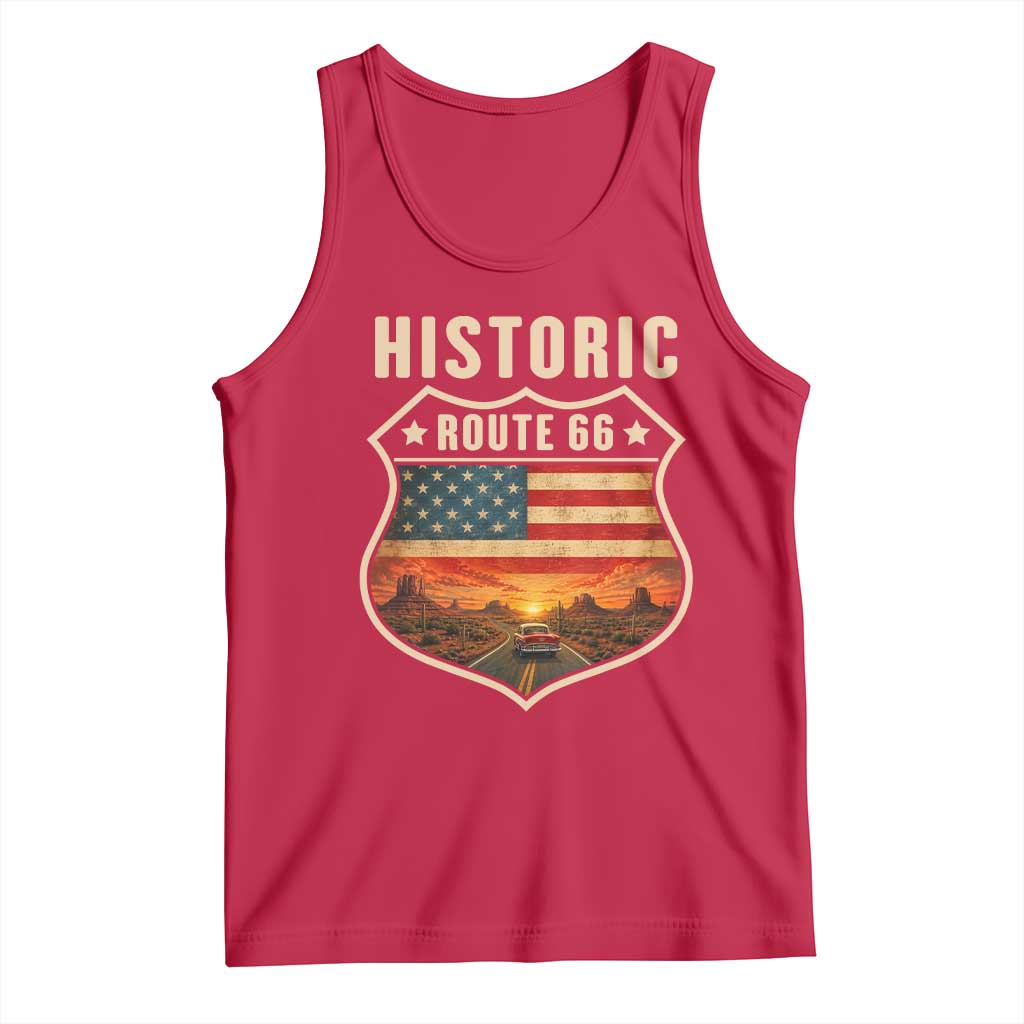 Historic Highway 66 Tank Top Vintage American Road Sign Americana Road Trip