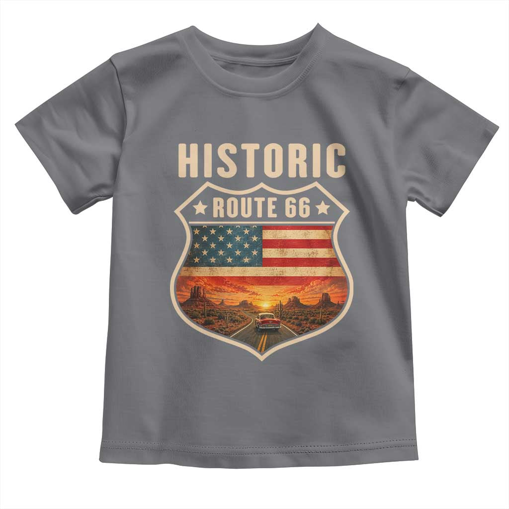Historic Highway 66 Toddler T Shirt Vintage American Road Sign Americana Road Trip