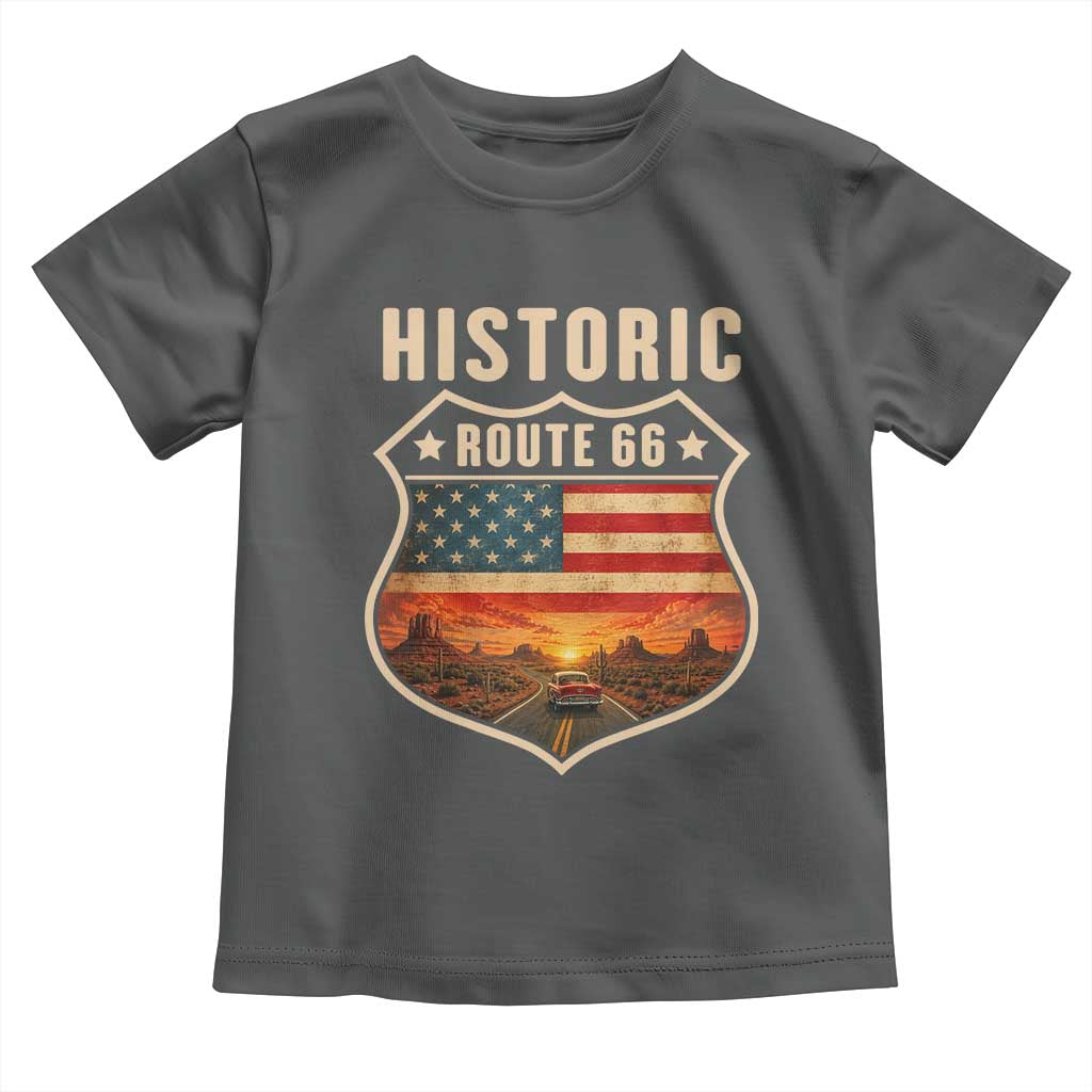 Historic Highway 66 Toddler T Shirt Vintage American Road Sign Americana Road Trip