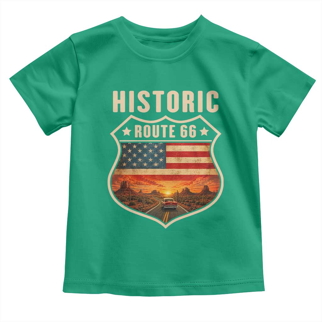 Historic Highway 66 Toddler T Shirt Vintage American Road Sign Americana Road Trip
