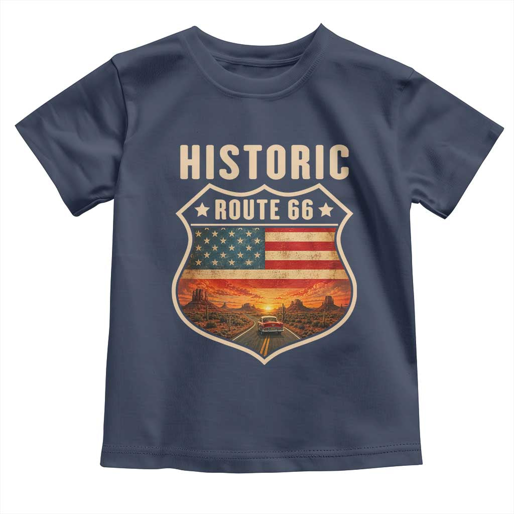 Historic Highway 66 Toddler T Shirt Vintage American Road Sign Americana Road Trip