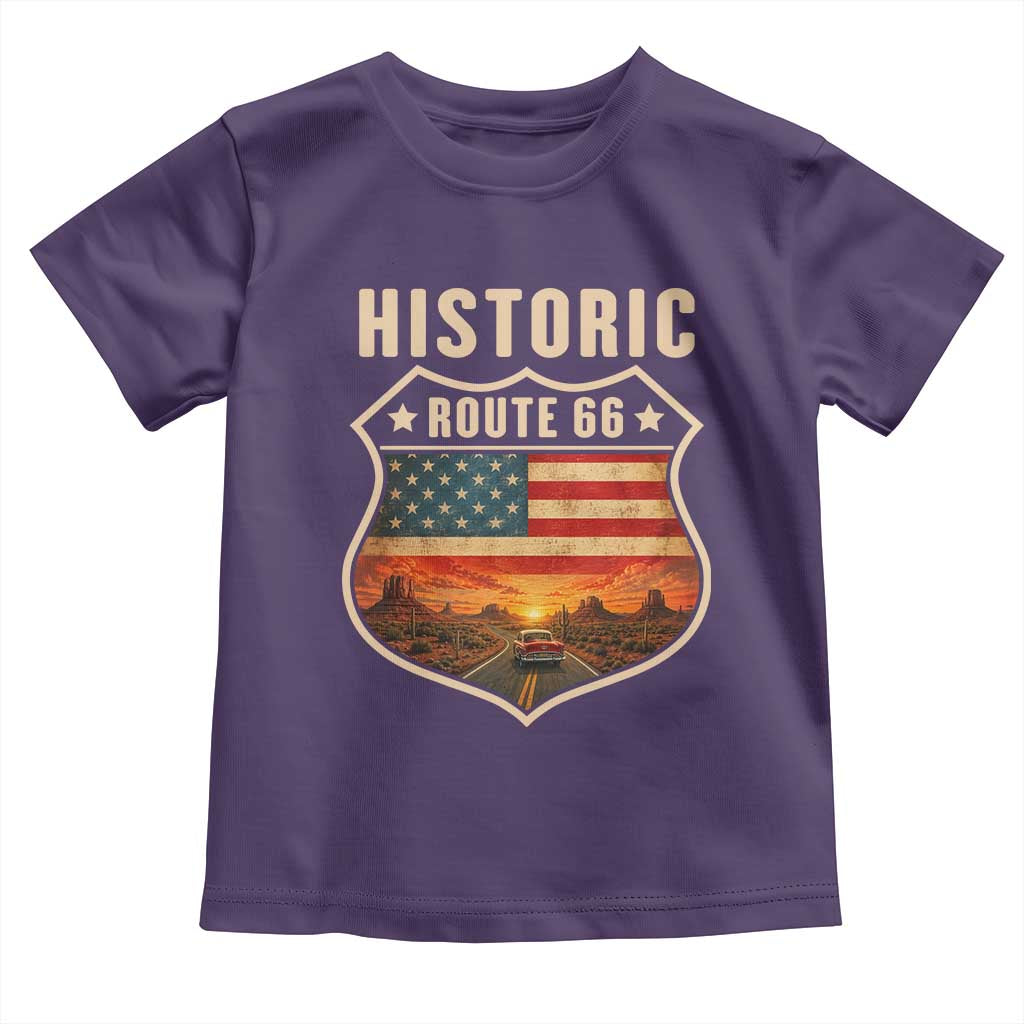 Historic Highway 66 Toddler T Shirt Vintage American Road Sign Americana Road Trip