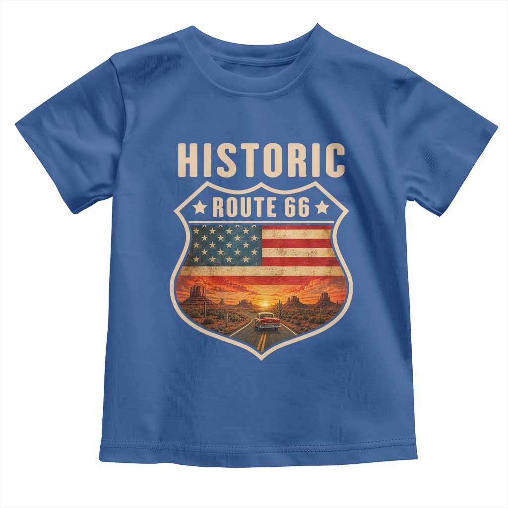 Historic Highway 66 Toddler T Shirt Vintage American Road Sign Americana Road Trip