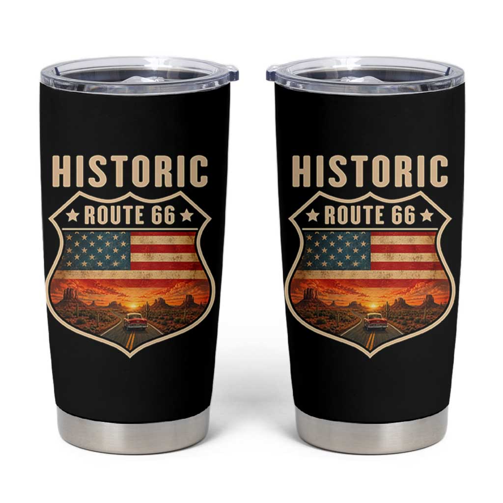 Historic Highway 66 Tumbler Cup Vintage American Road Sign Americana Road Trip
