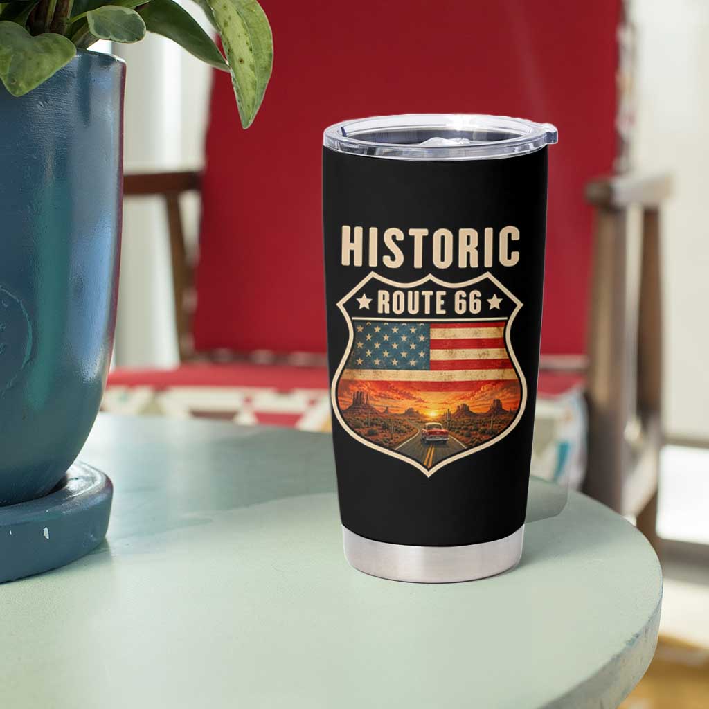 Historic Highway 66 Tumbler Cup Vintage American Road Sign Americana Road Trip