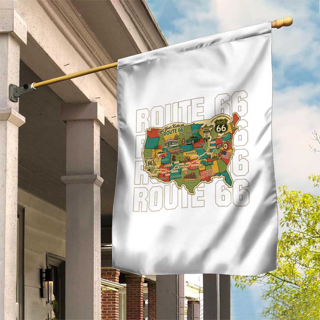 Highway 66 Travel Map 100th Anniversary 1926-2026 Garden Flag Vintage Americana Centennial Road Trip Souvenir