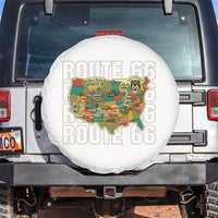 Highway 66 Travel Map 100th Anniversary 1926-2026 Spare Tire Cover Vintage Americana Centennial Road Trip Souvenir