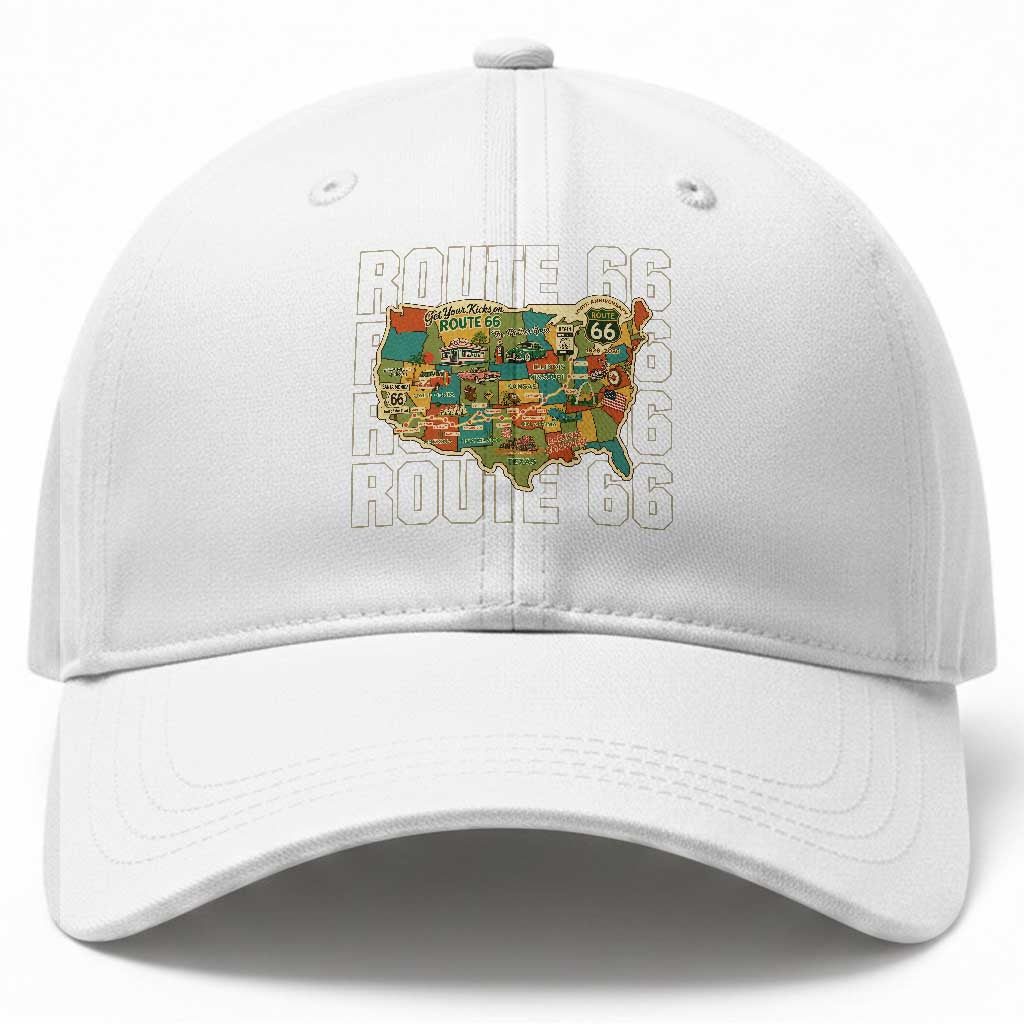 Highway 66 Travel Map 100th Anniversary 1926-2026 Baseball Cap Vintage Americana Centennial Road Trip Souvenir