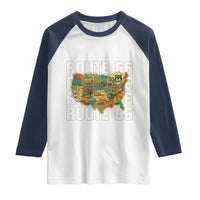 Highway 66 Travel Map 100th Anniversary 1926-2026 Raglan Shirt Vintage Americana Centennial Road Trip Souvenir