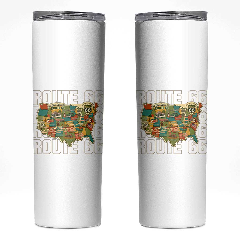Highway 66 Travel Map 100th Anniversary 1926-2026 Skinny Tumbler Vintage Americana Centennial Road Trip Souvenir