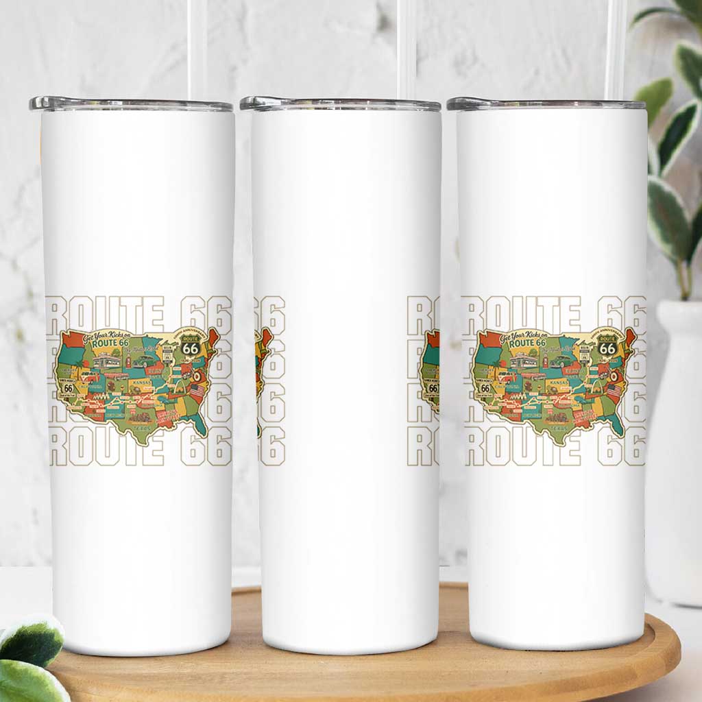 Highway 66 Travel Map 100th Anniversary 1926-2026 Skinny Tumbler Vintage Americana Centennial Road Trip Souvenir