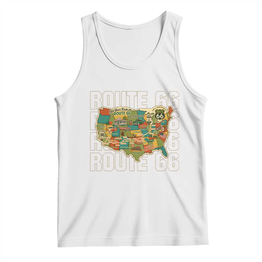 Highway 66 Travel Map 100th Anniversary 1926-2026 Tank Top Vintage Americana Centennial Road Trip Souvenir