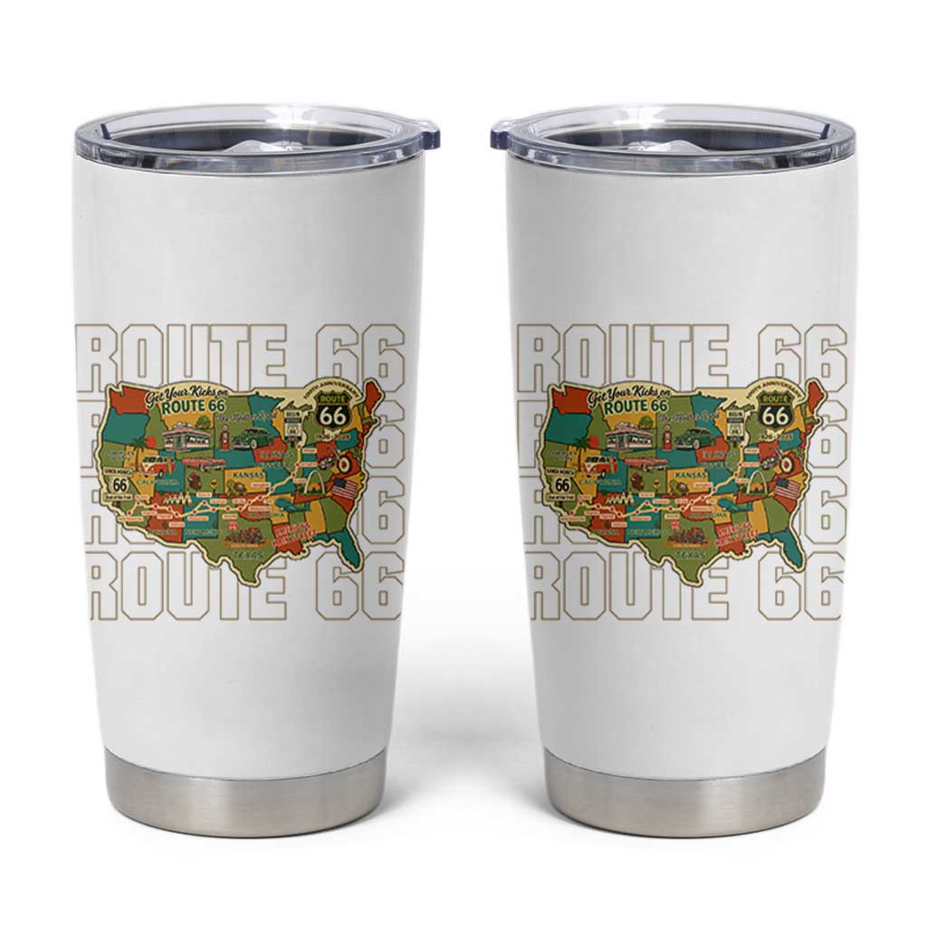 Highway 66 Travel Map 100th Anniversary 1926-2026 Tumbler Cup Vintage Americana Centennial Road Trip Souvenir