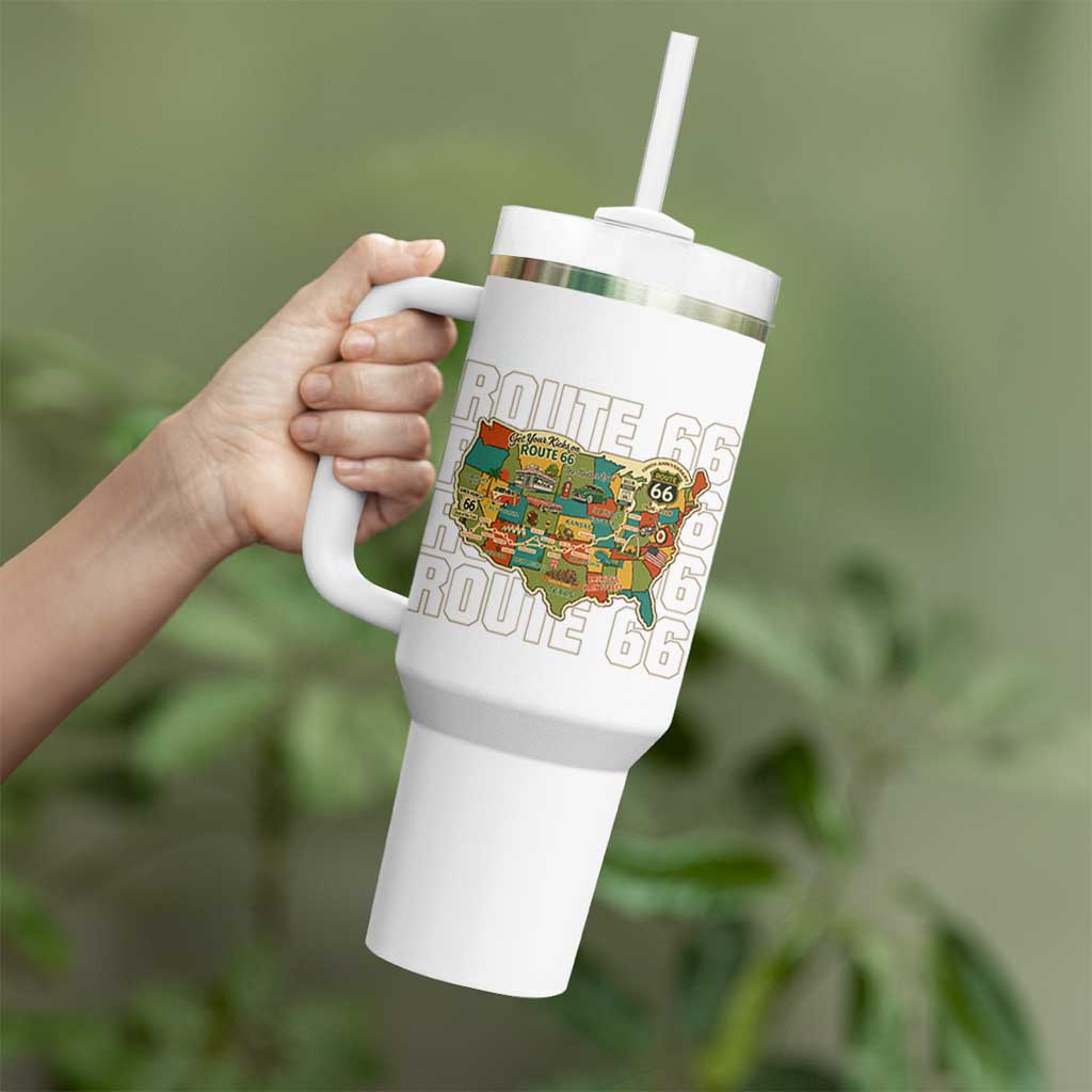 Highway 66 Travel Map 100th Anniversary 1926-2026 Tumbler With Handle Vintage Americana Centennial Road Trip Souvenir