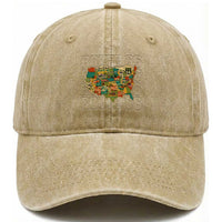 Highway 66 Travel Map 100th Anniversary 1926-2026 Washed Cotton Baseball Cap Vintage Americana Centennial Road Trip Souvenir