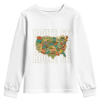 Highway 66 Travel Map 100th Anniversary 1926-2026 Youth Sweatshirt Vintage Americana Centennial Road Trip Souvenir