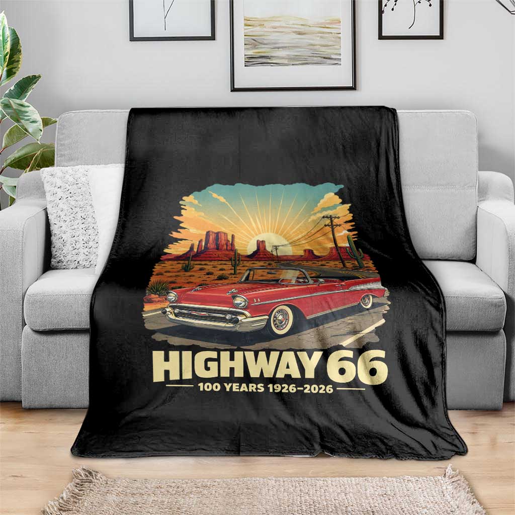 Vintage Highway 66 100th Anniversary Souvenir Throw Blanket