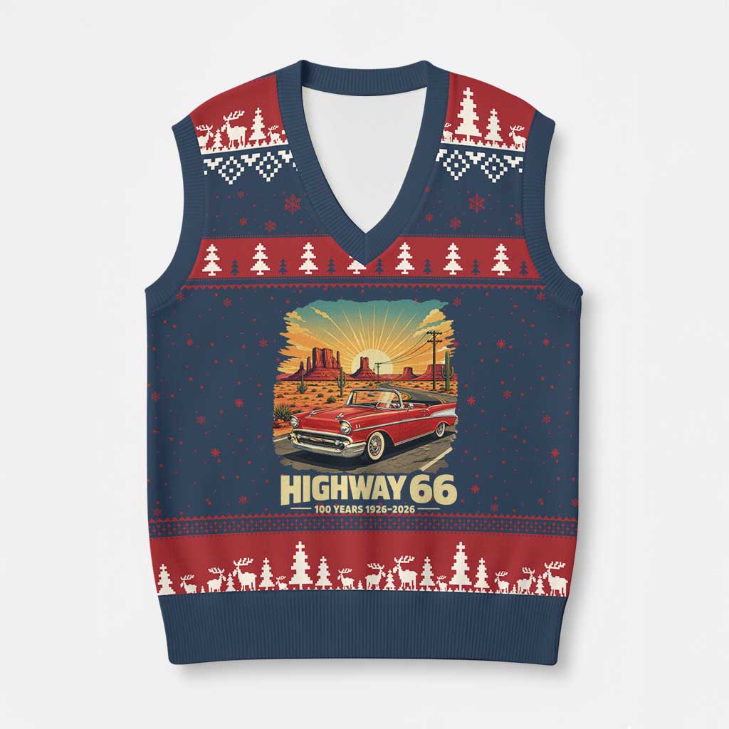 Vintage Highway 66 100th Anniversary Souvenir V-Neck Knit Sweater Vest