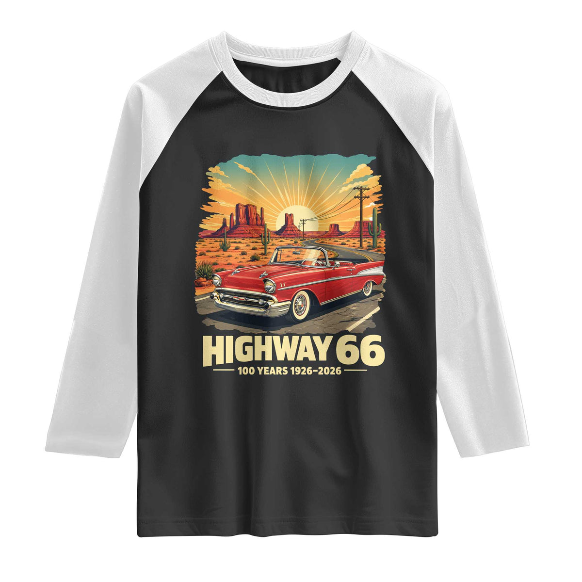 Vintage Highway 66 100th Anniversary Souvenir Raglan Shirt