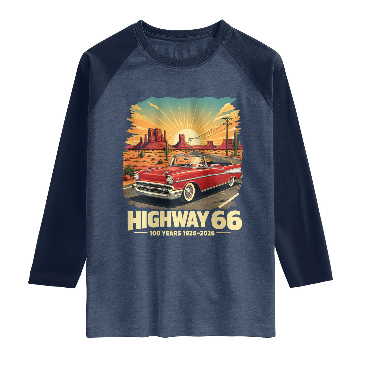 Vintage Highway 66 100th Anniversary Souvenir Raglan Shirt