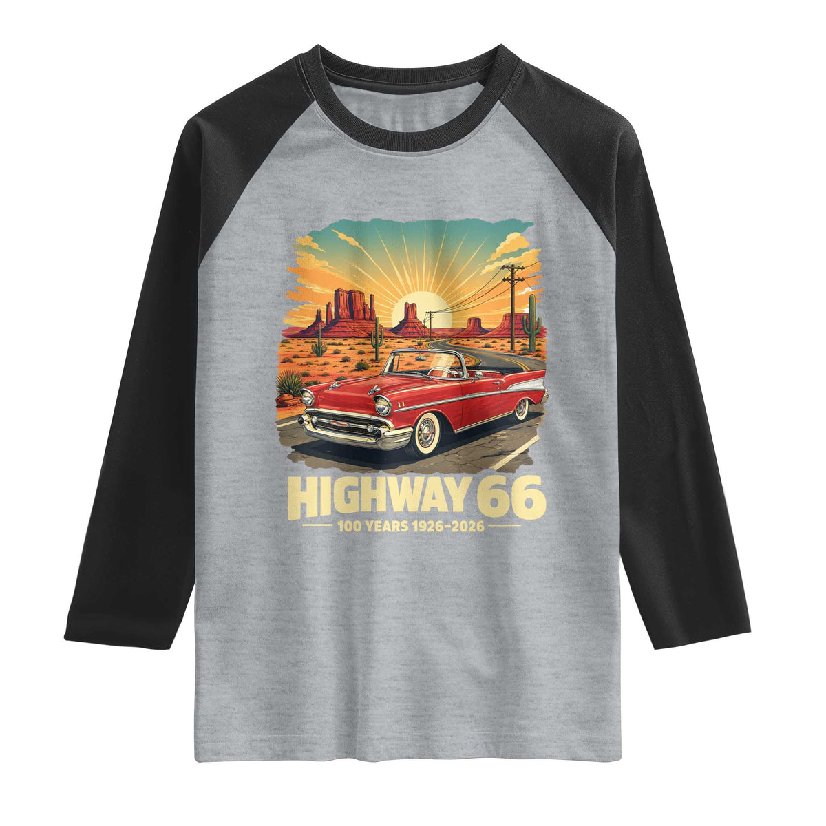 Vintage Highway 66 100th Anniversary Souvenir Raglan Shirt