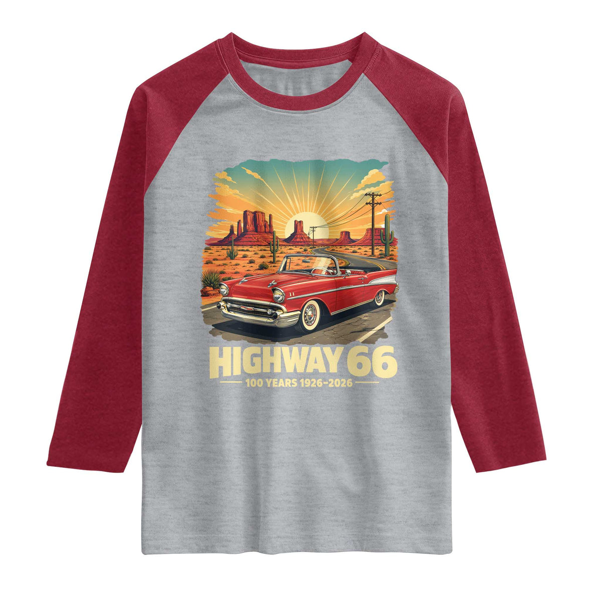 Vintage Highway 66 100th Anniversary Souvenir Raglan Shirt