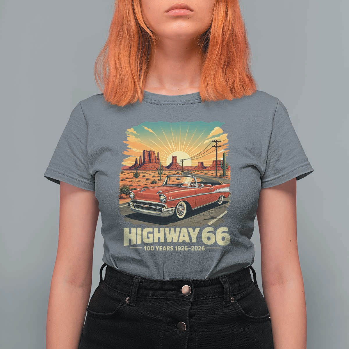 Vintage Highway 66 100th Anniversary Souvenir T Shirt For Women