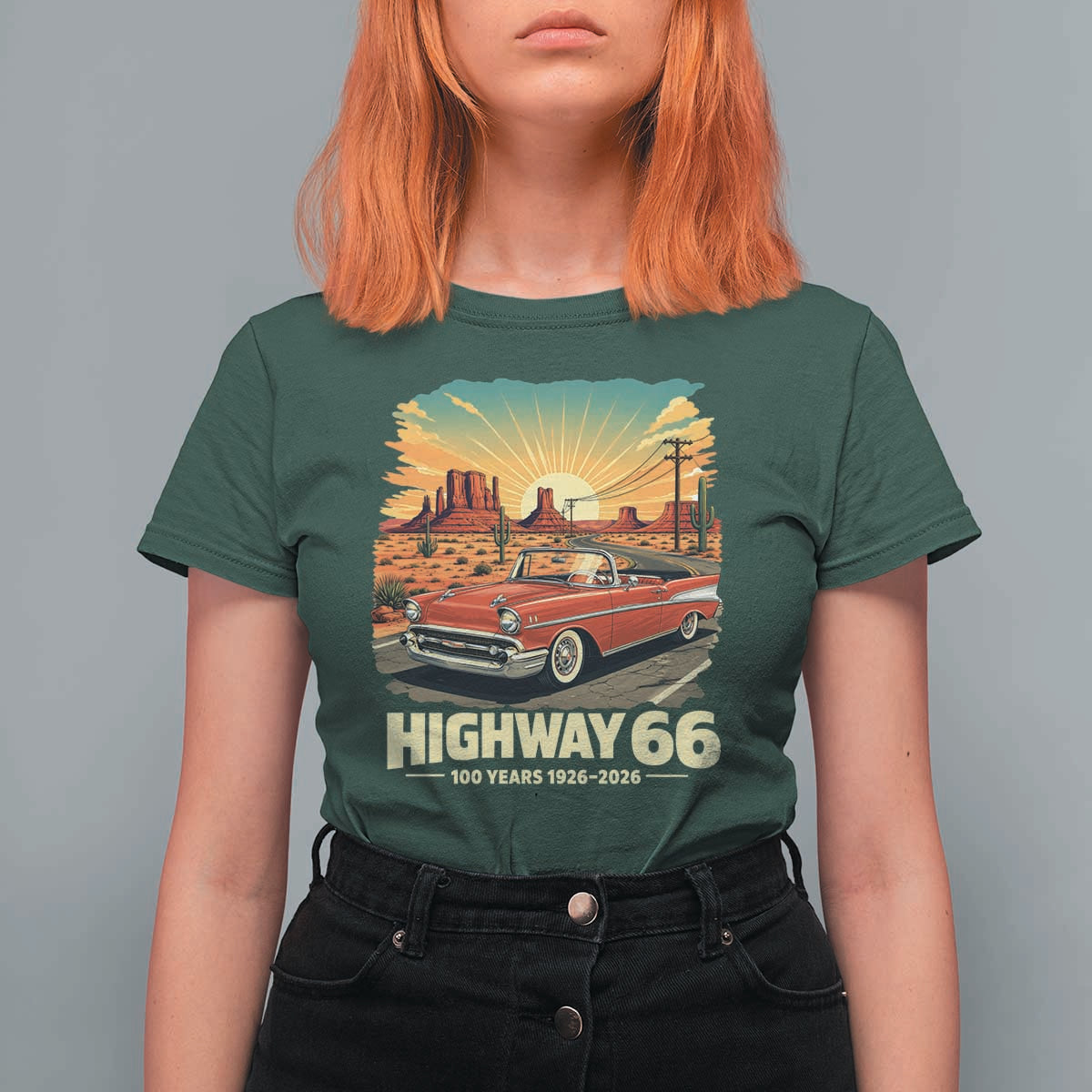 Vintage Highway 66 100th Anniversary Souvenir T Shirt For Women