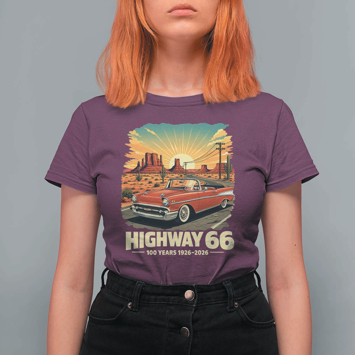 Vintage Highway 66 100th Anniversary Souvenir T Shirt For Women