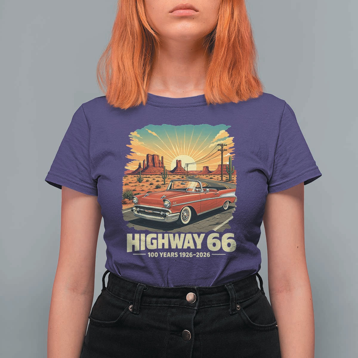 Vintage Highway 66 100th Anniversary Souvenir T Shirt For Women