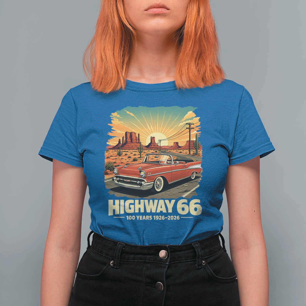 Vintage Highway 66 100th Anniversary Souvenir T Shirt For Women
