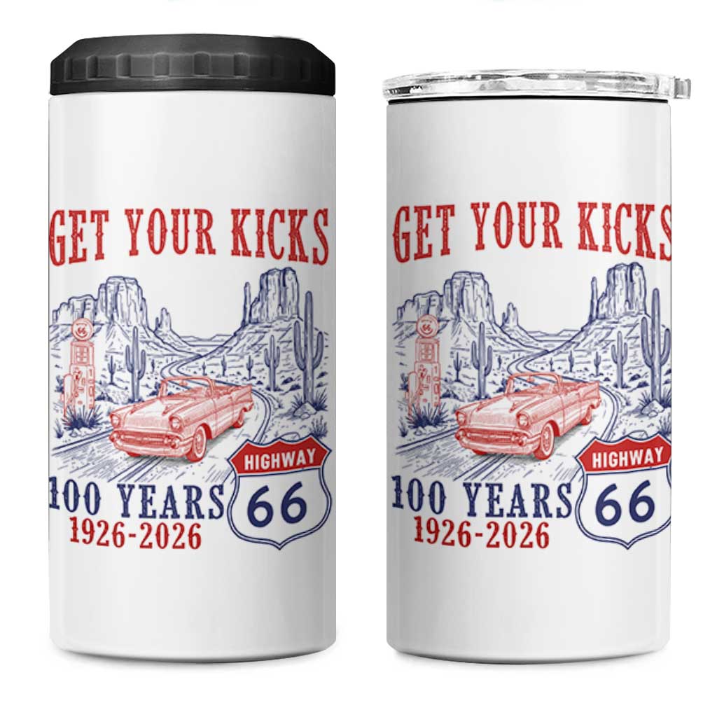 Highway 66 Get Your Kicks Centennial Road Trip 1926-2026 4 in 1 Can Cooler Tumbler