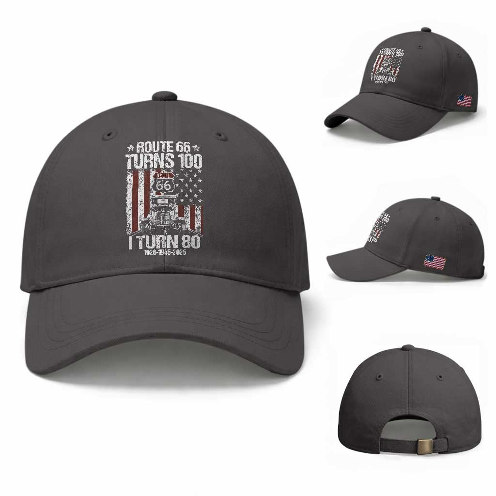 Route Highway 66 Turns 100 I Turn 80 Baseball Cap Vintage 1946 America Road Sign America Antique Car Lover 80th Birthday Gift