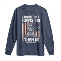 Route Highway 66 Turns 100 I Turn 80 Long Sleeve Shirt Vintage 1946 America Road Sign America Antique Car Lover 80th Birthday Gift