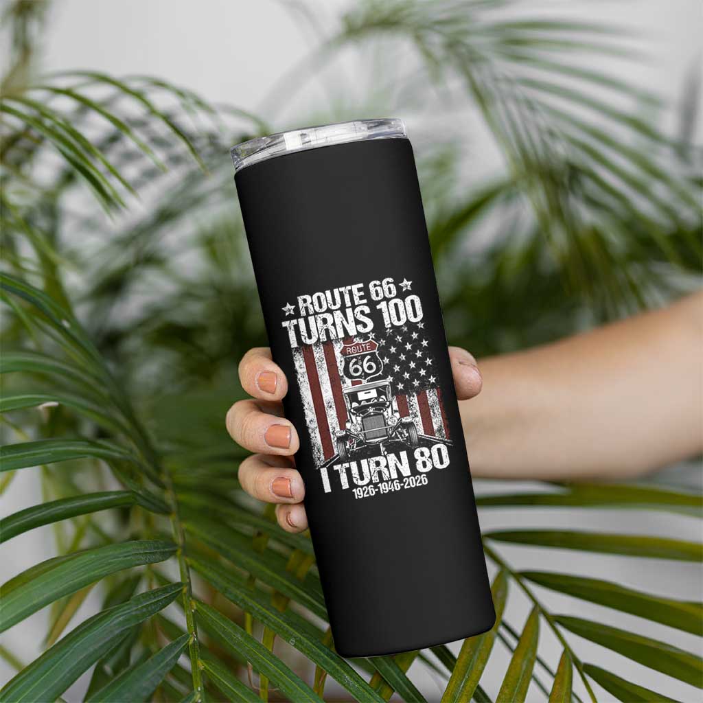 Route Highway 66 Turns 100 I Turn 80 Skinny Tumbler Vintage 1946 America Road Sign America Antique Car Lover 80th Birthday Gift