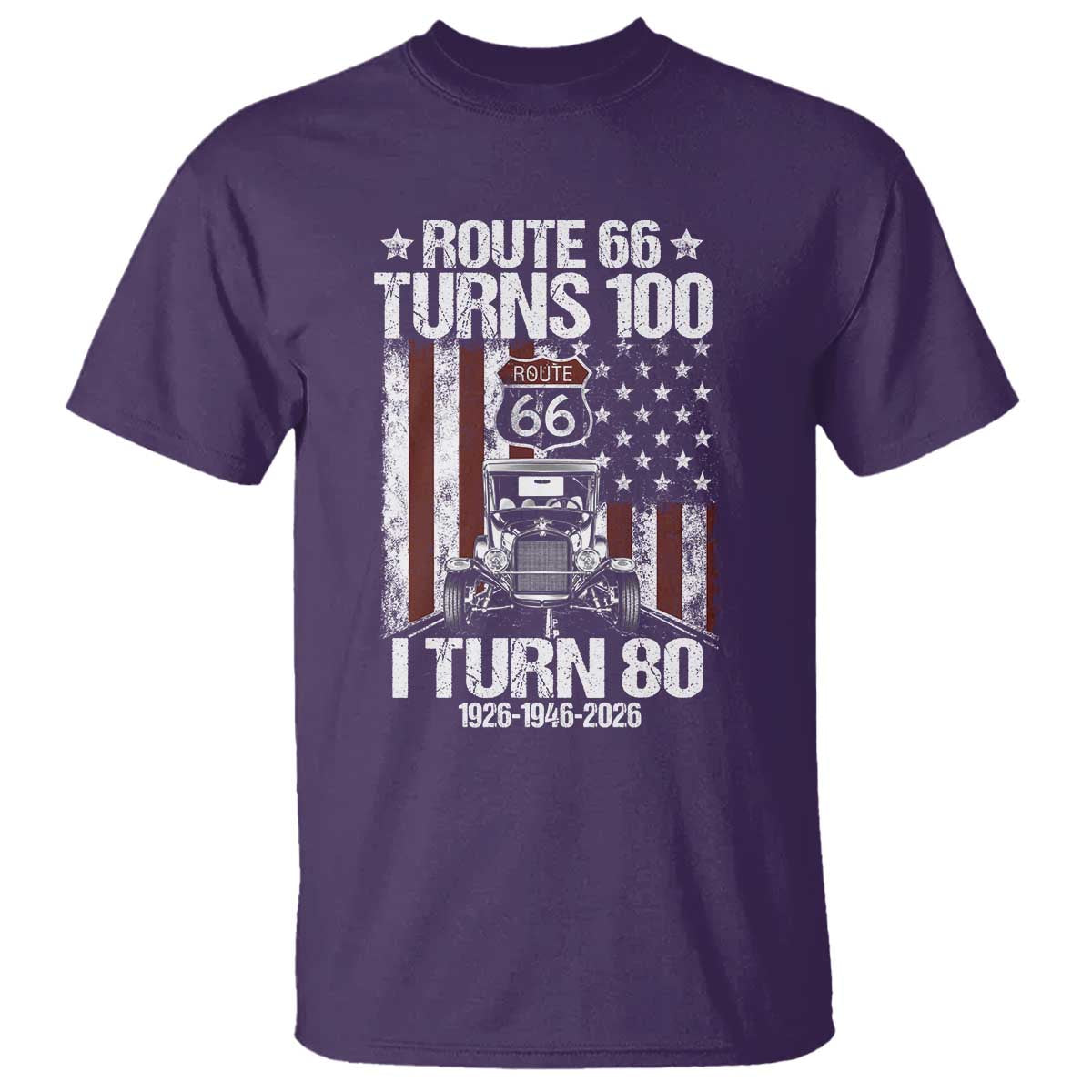 Route Highway 66 Turns 100 I Turn 80 T Shirt Vintage 1946 America Road Sign America Antique Car Lover 80th Birthday Gift