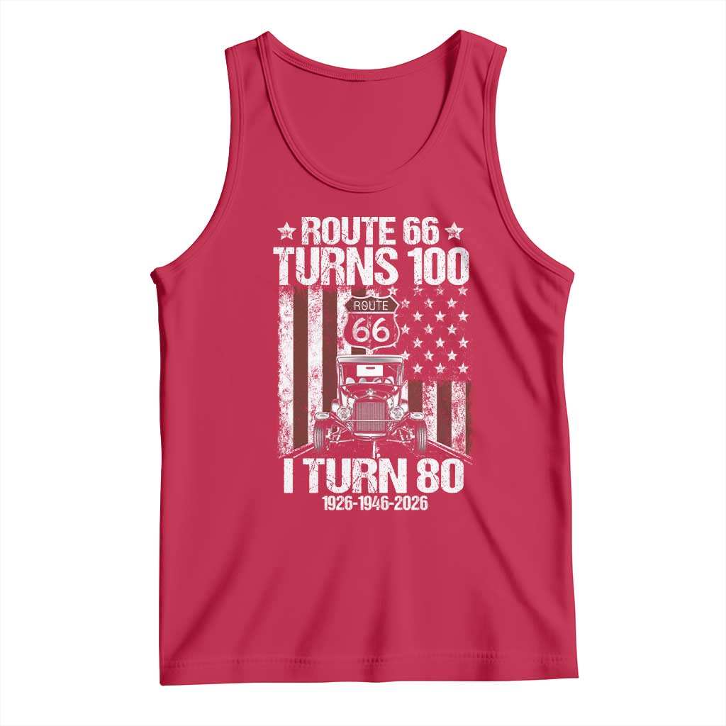 Route Highway 66 Turns 100 I Turn 80 Tank Top Vintage 1946 America Road Sign America Antique Car Lover 80th Birthday Gift