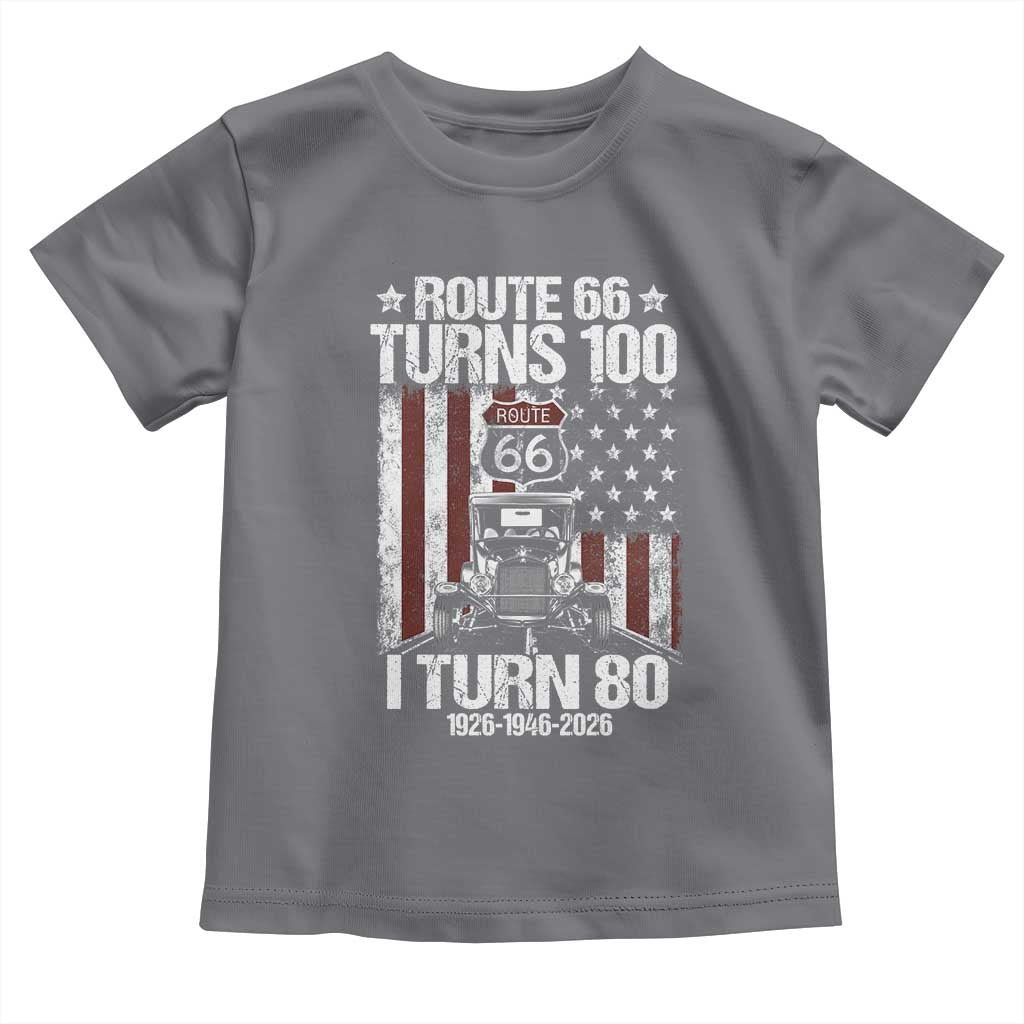 Route Highway 66 Turns 100 I Turn 80 Toddler T Shirt Vintage 1946 America Road Sign America Antique Car Lover 80th Birthday Gift
