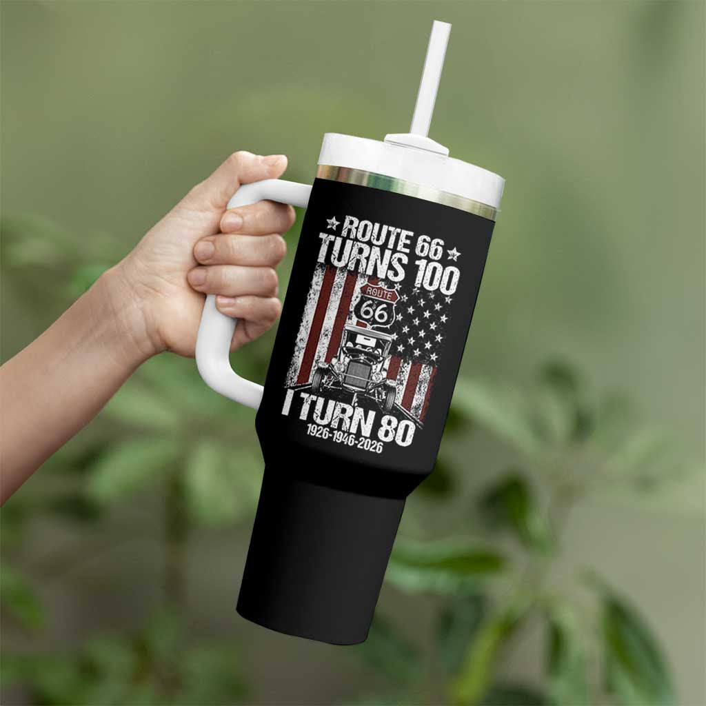 Route Highway 66 Turns 100 I Turn 80 Tumbler With Handle Vintage 1946 America Road Sign America Antique Car Lover 80th Birthday Gift