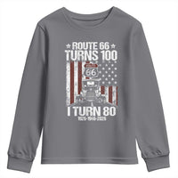 Route Highway 66 Turns 100 I Turn 80 Youth Sweatshirt Vintage 1946 America Road Sign America Antique Car Lover 80th Birthday Gift
